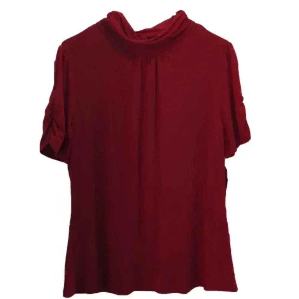New directions women's short sleeve mock turtle knit shirt